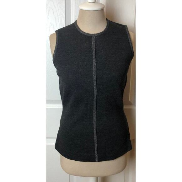 Linda Allard Ellen Tracy Charcoal Gray Sleeveless 100% Wool Top Blouse Women's 4 - Picture 2 of 6